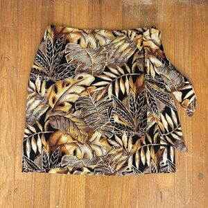 Vintage Micro Mini Wrap Skirt Size Small 26-27" Waist 1990s Tropical Leaf Print